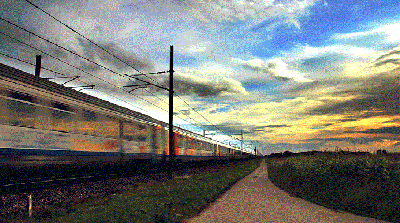 Treni al tramonto